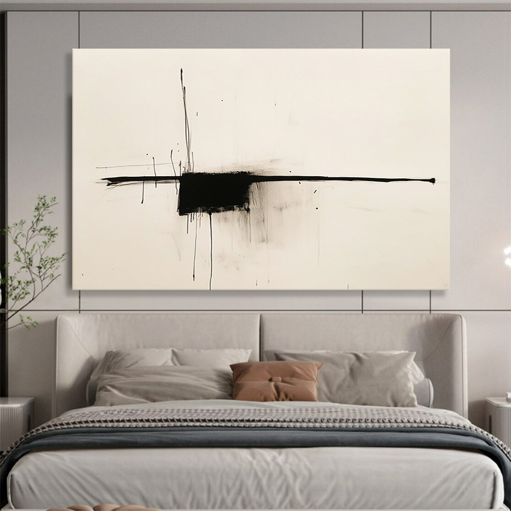 “Expressive Black Ink Drizzles” - Black, White, Minimalist Abstract Marks - Ink Painting HB1664