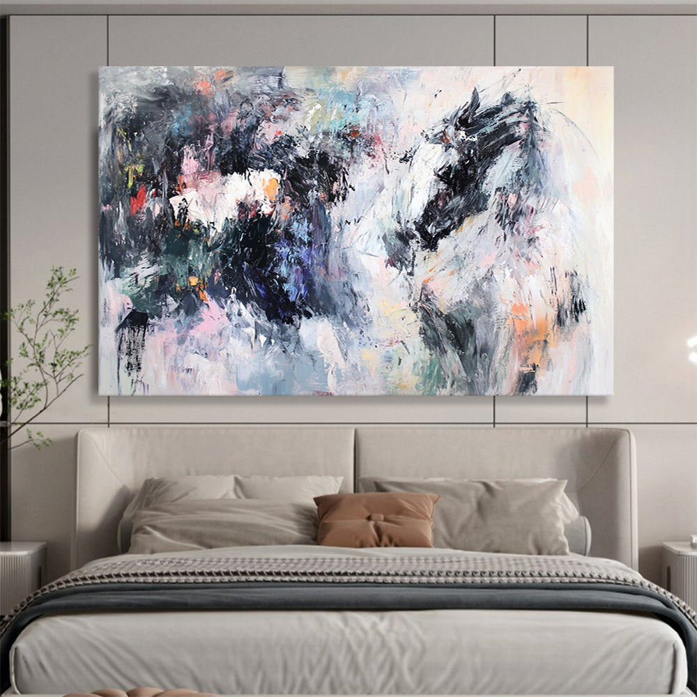Colorful Abstract Horse Portrait - “Dynamic Steed” Painting On Canvas HB1464