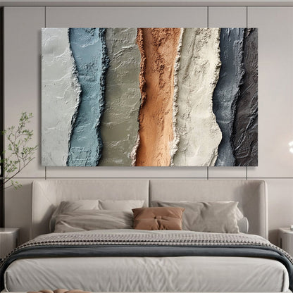 “Multi - colored Textured Vertical Strips” - Abstract Textural Painting On Canvas HB0507
