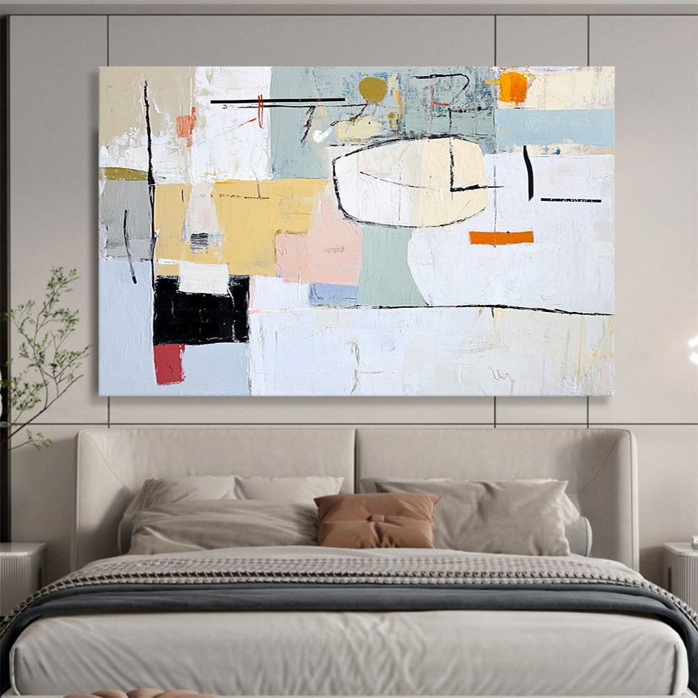 “Pastel Abstract” - Yellow, Pink, Blue, Soft Shapes - Impressionist - Inspired Acrylic Painting HB1532