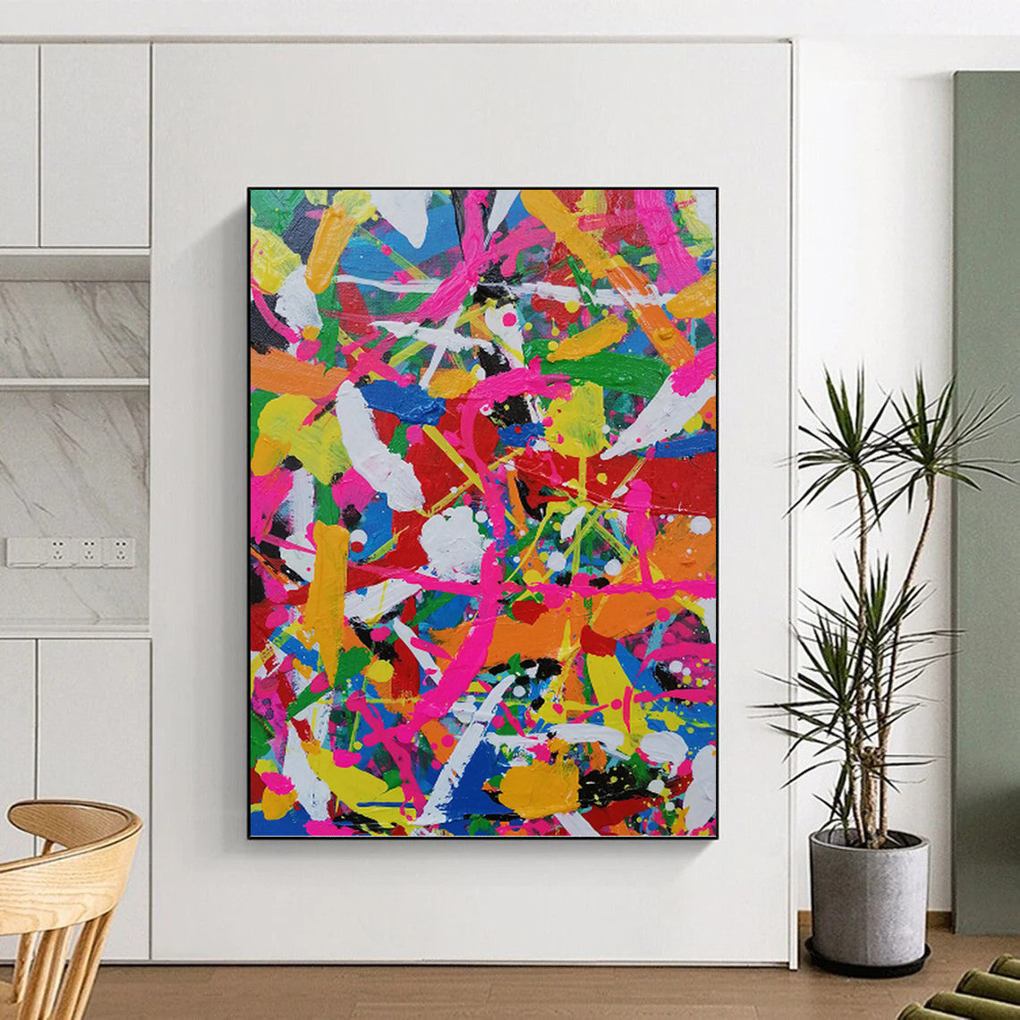 Serene Hand - Painted Textured Abstract for Bedroom & Hotel DKH1277