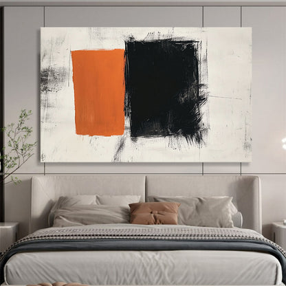 Dynamic Orange and Black Shapes - Energetic Abstract Painting On Canvas HB0463