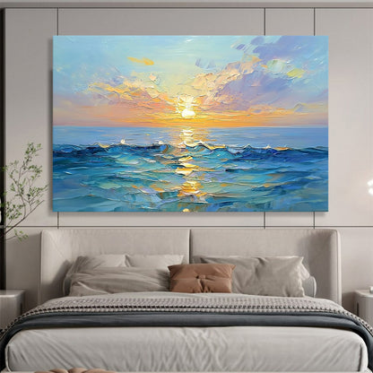 “Textured Sea Sunset” - Lush Oranges, Pinks, Purples, Blues, Impasto Ocean Sunset - Oil Painting HB1611