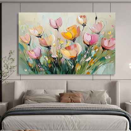 “Soft - Hued Floral Bunch” - Pale Pinks, Yellows, Greens, Gentle Flower Arrangement - Impasto Oil Painting HB1719