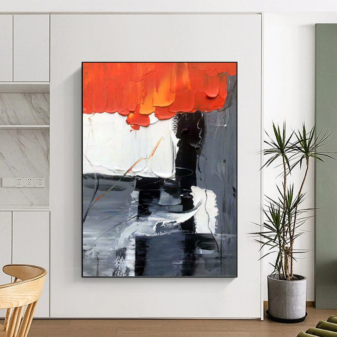 Oversized Custom - Rendered Textured Canvas Abstract for Dining Room & Hallway DKH1058