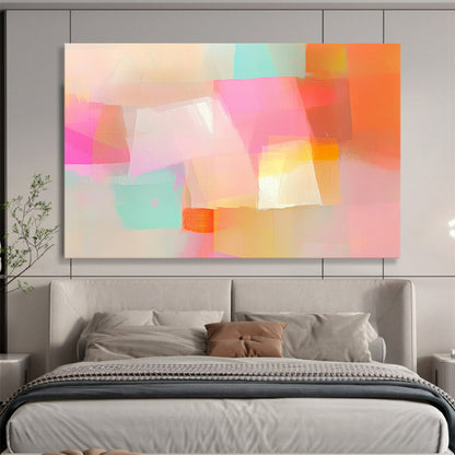 “Soft Pastel Geometric Shapes” - Pastel Colors, Geometric Forms Painting On Canvas HB0866