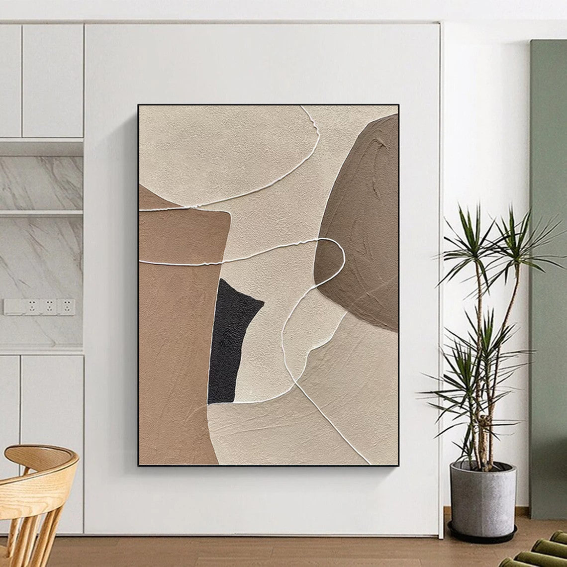 Polished Hand - Painted Textured Abstract Canvas for Hallway & Living Room DKH1313
