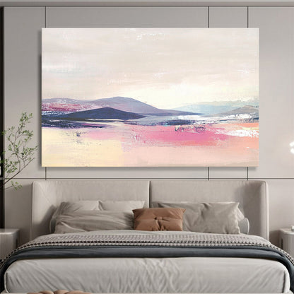 “Pastel Mountainscape” - Pink, Purple, Blue, Softly Painted Hills and Sky Painting On Canvas HB0940
