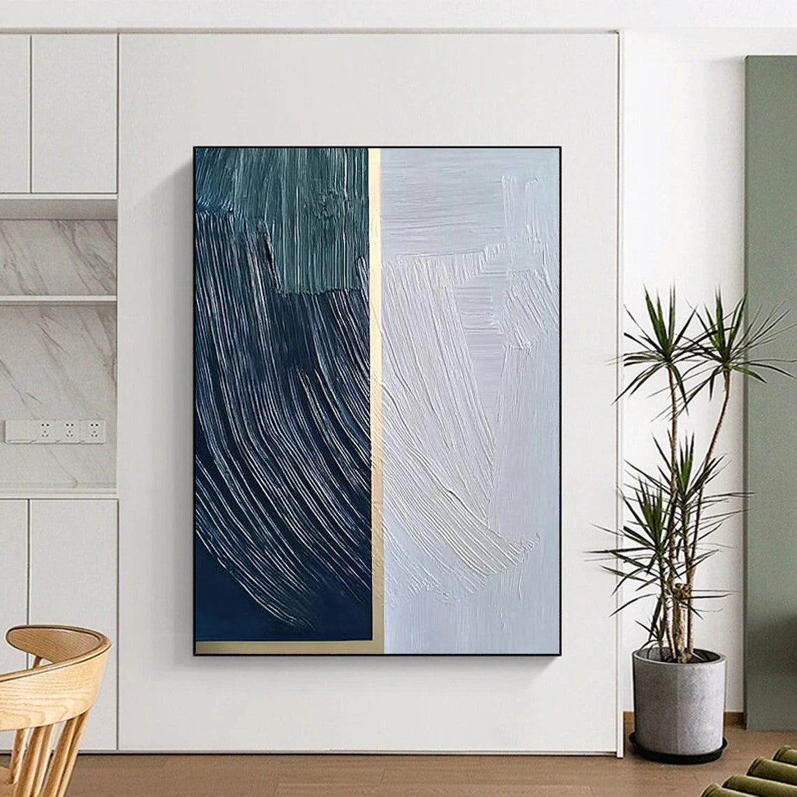 Contemporary hand-painted abstract artwork featuring vibrant colors and dynamic shapes creating an immersive visual experience for modern spaces. DLZ1763