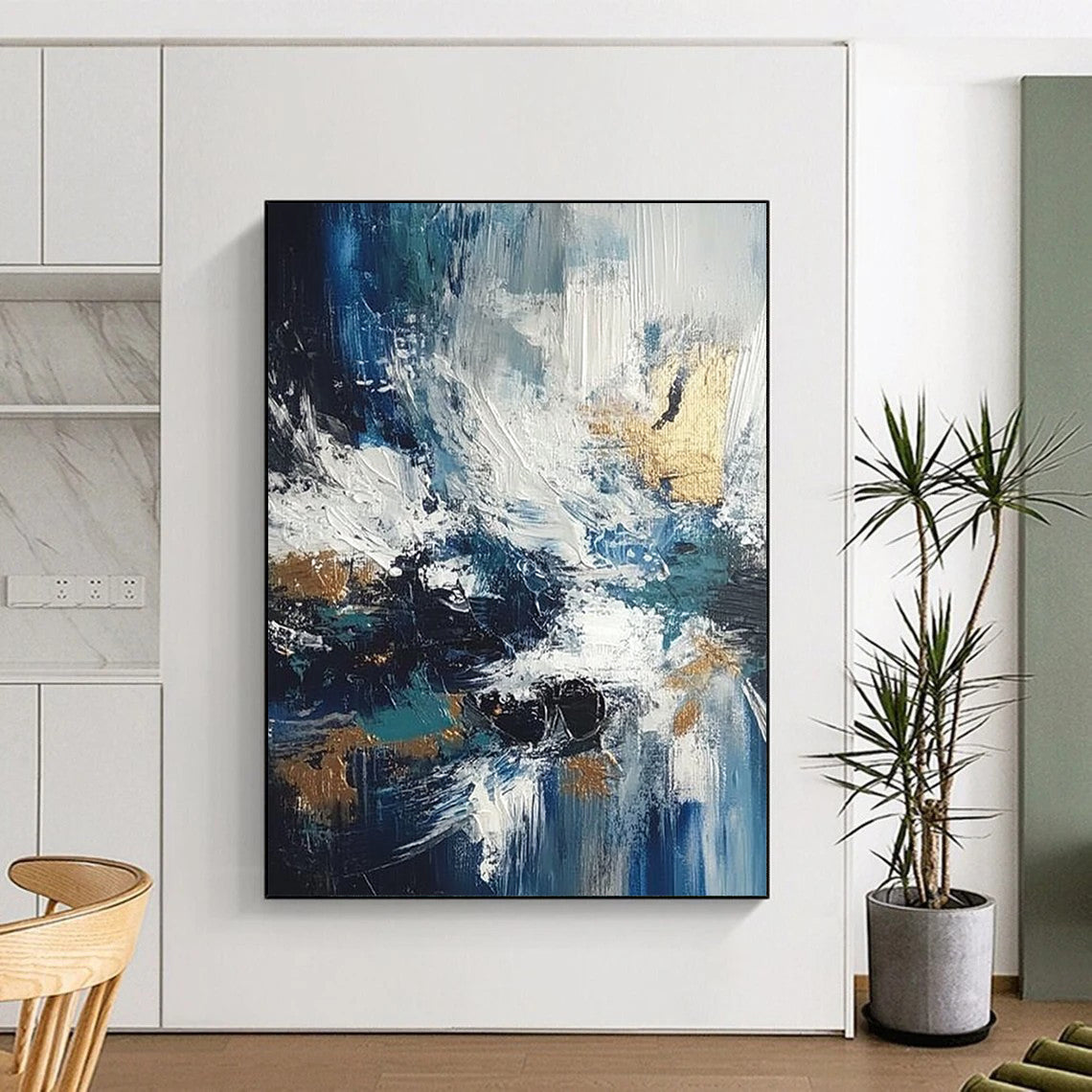 Modern contemporary hand-painted abstract artwork showcasing vibrant colors and dynamic shapes for a striking visual impact. DLZ1768