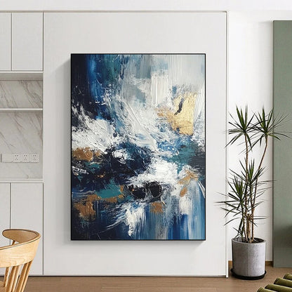 Modern contemporary hand-painted abstract artwork showcasing vibrant colors and dynamic shapes for a striking visual impact. DLZ1768