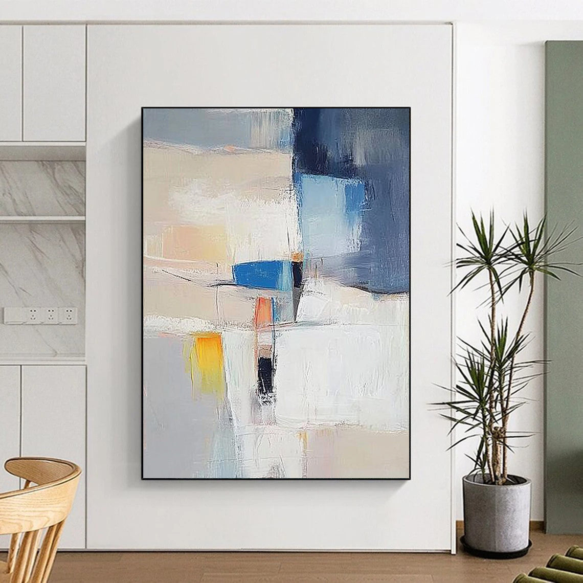 Contemporary hand-painted abstract artwork showcasing vibrant colors and dynamic shapes for a striking visual experience in any modern space. DLZ1761