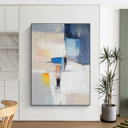 Contemporary hand-painted abstract artwork showcasing vibrant colors and dynamic shapes for a striking visual experience in any modern space. DLZ1761