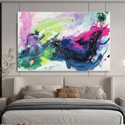 “Vibrant Color Splash Abstract” - Vibrant Palette, Energetic Splashes Painting On Canvas HB0875