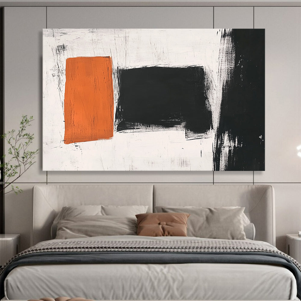 Orange and Black Rectangles - Color - Block Abstract Painting On Canvas HB0461