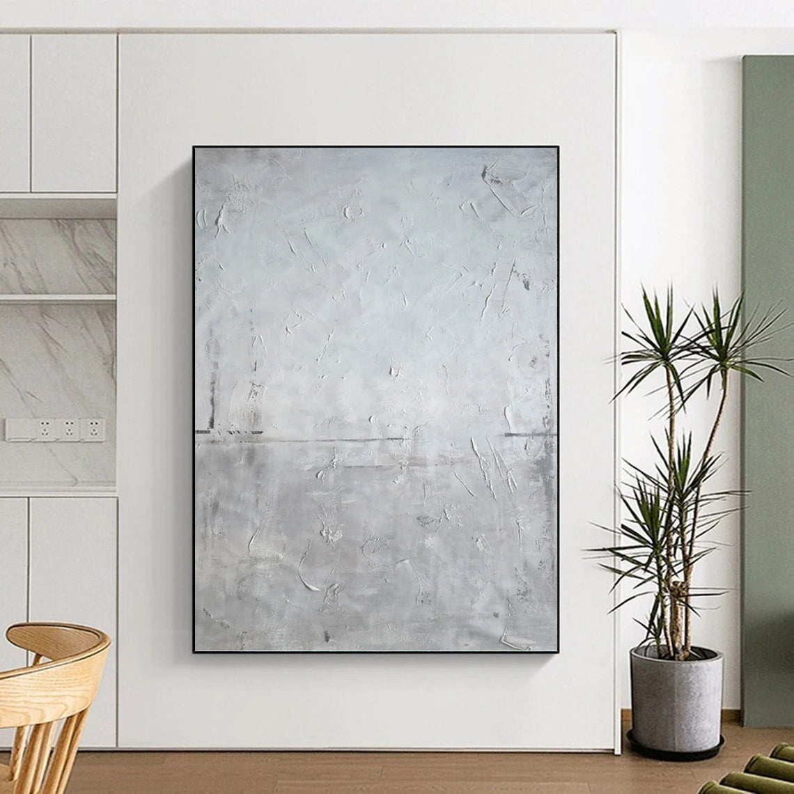 Towering Vertical Hand - Painted Custom Abstract Tapestry (with Oceanic Textures) for Dining Room and Hotel Lobby DKH1581
