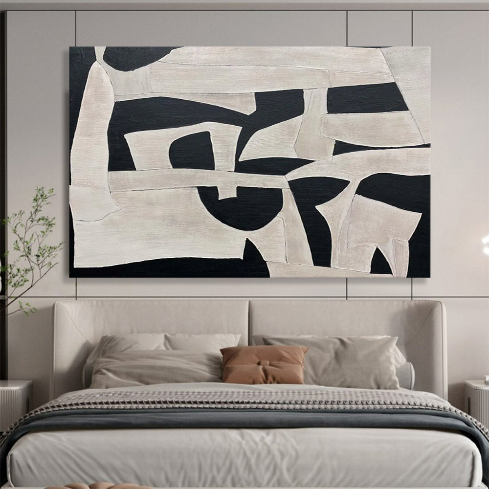 Black - and - White Collage Art Abstract Painting - Creative Accent for Personal Study DLZ093