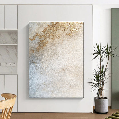 Beige, Gold, Textured Patches "Gilded Sandstone Textures" Abstract Minimalist Painting On Canvas HB172