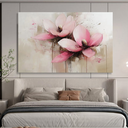 “Pink White Gray Floral Softness” - Pink, white, gray, beige; Soft abstract floral painting HB1295