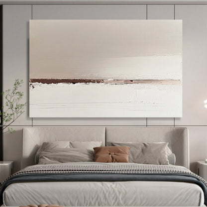 “Subtle Earth - Tone Divide” - Soft beige, brown, white, Minimalist Abstract Painting On Canvas HB0610
