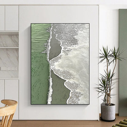 Contemporary large abstract painting depicting coastal harmony with vibrant waves and intricate patterns reflecting nature's serene beauty. DLZ1436