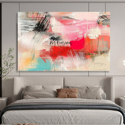 Colorful Abstract 'Mfusion' - Mixed - Media Expressive Painting On Canvas HB0472