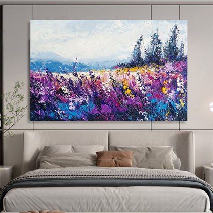“Vibrant Wildflower Field” - Purples, Yellows, Blues, Colorful Meadow - Impressionist Oil Painting HB1563