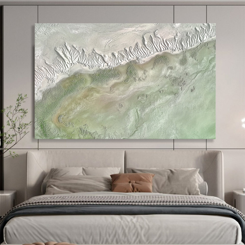 “Textured Earth Aerial” - Greens, Browns, Grays, Aerial View of Textured Terrain - Abstract Acrylic Painting HB1739