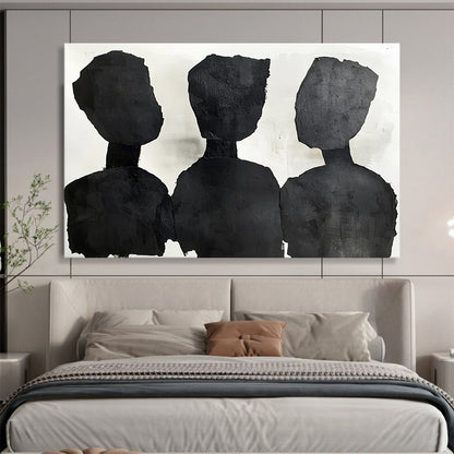 “Silhouette Trio” - Blacks, Whites, Minimalist Silhouette Figures - Collage Art HB1759