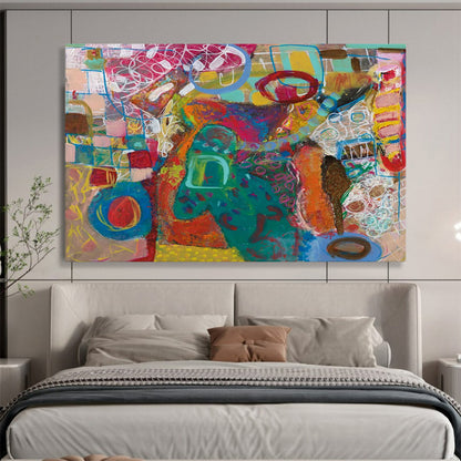 Bright Abstract Expressionism - Playful Living Room or Nursery Decor DLZ244