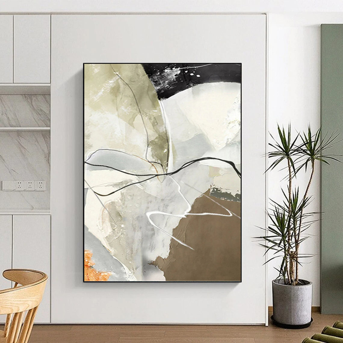 Stunningly Vast Hand - Painted Textured Abstract Canvas for Hallway & Entryway DKH1237