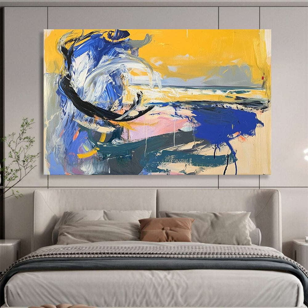 “Colorful Coastal Abstract” - Colorful Palette, Seaside Elements Painting On Canvas HB0872
