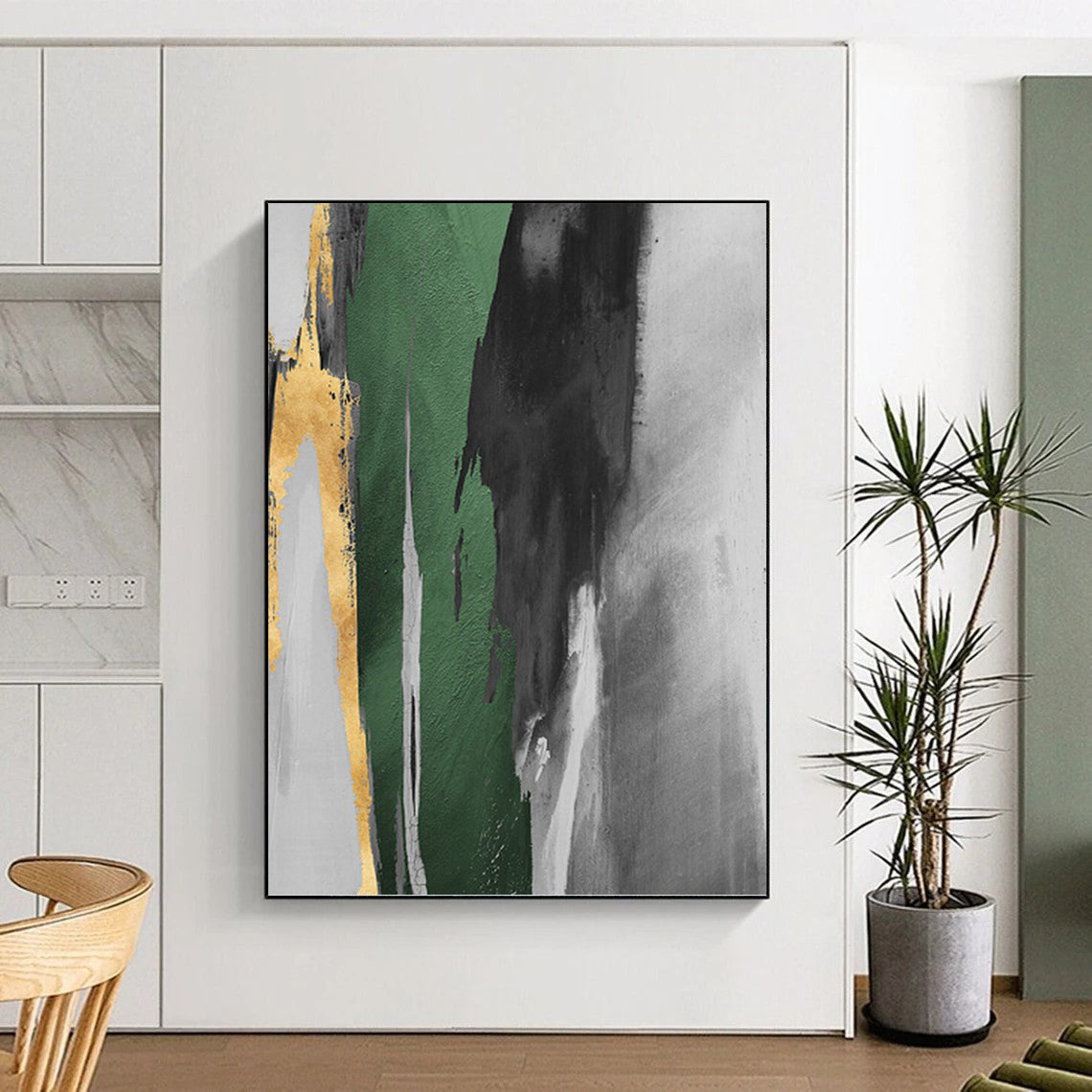 Grandiose - Scale Vertical Hand - Painted Textured Custom Abstract Gem, Perfect for Bedroom and Dining Room DKH1522