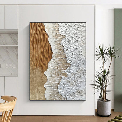 Contemporary abstract art features textured sand and crashing waves, creating intricate patterns that embody the beauty and power of nature. DLZ1207