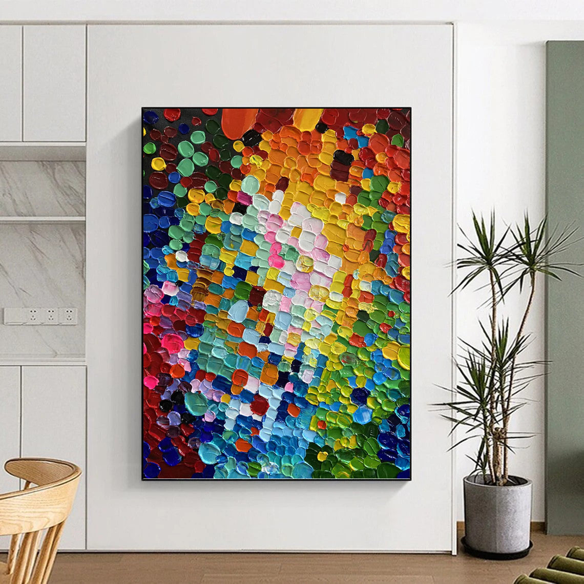 Uplifted Vertical Hand - Painted Textured Custom Abstract Ode for Living Room and Entryway DKH1592