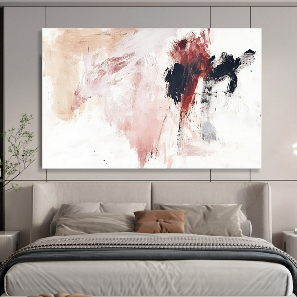 “Pink - Black Abstract Gestures” - Pink, Black, Abstract Expressionist Painting On Canvas HB1110