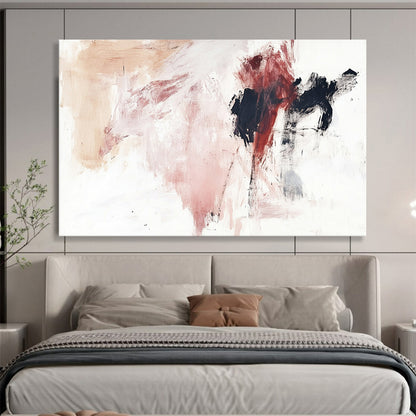 “Pink - Black Abstract Gestures” - Pink, Black, Abstract Expressionist Painting On Canvas HB1110