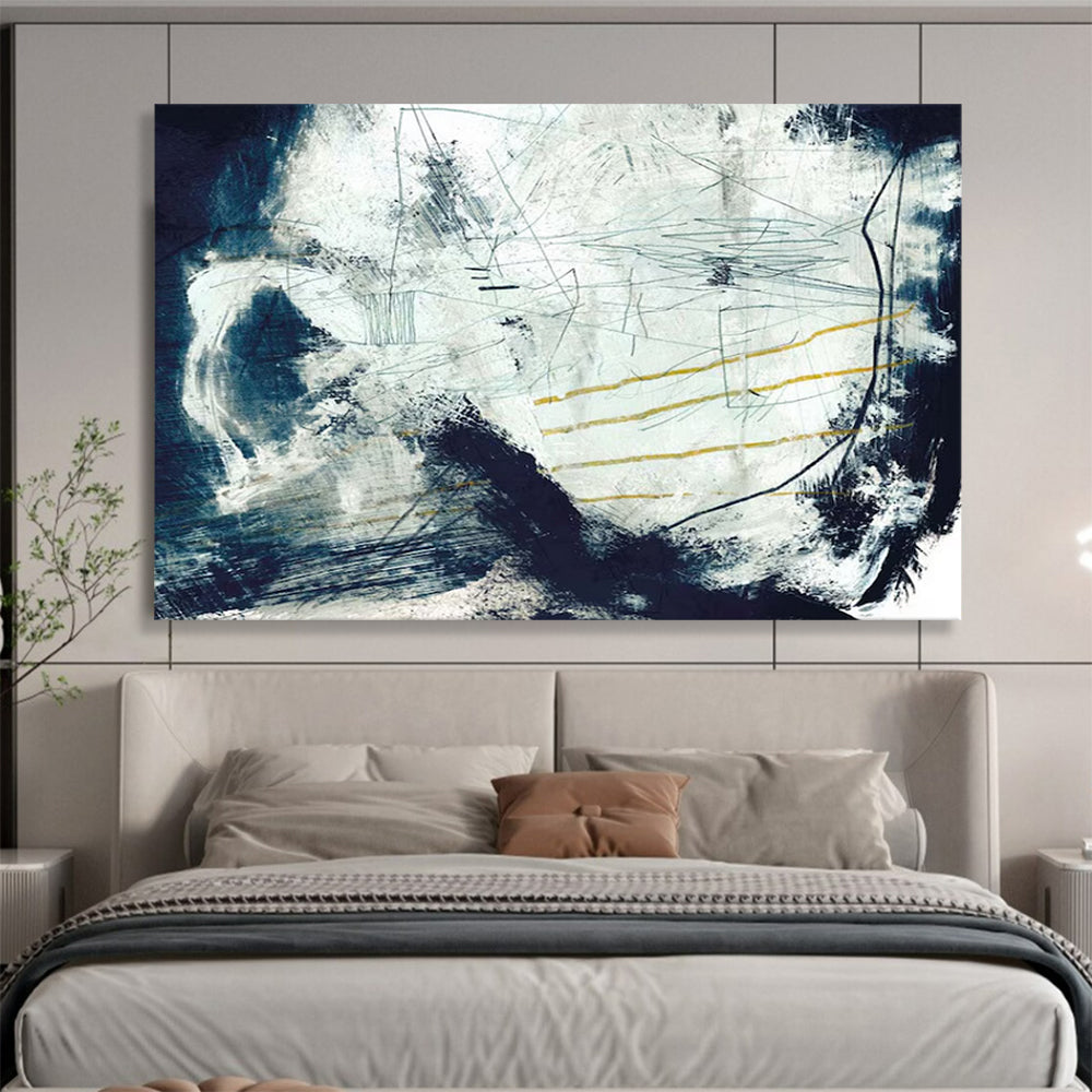 Black - White Line Abstract: A Focal Point for Modern Living Rooms DLZ141