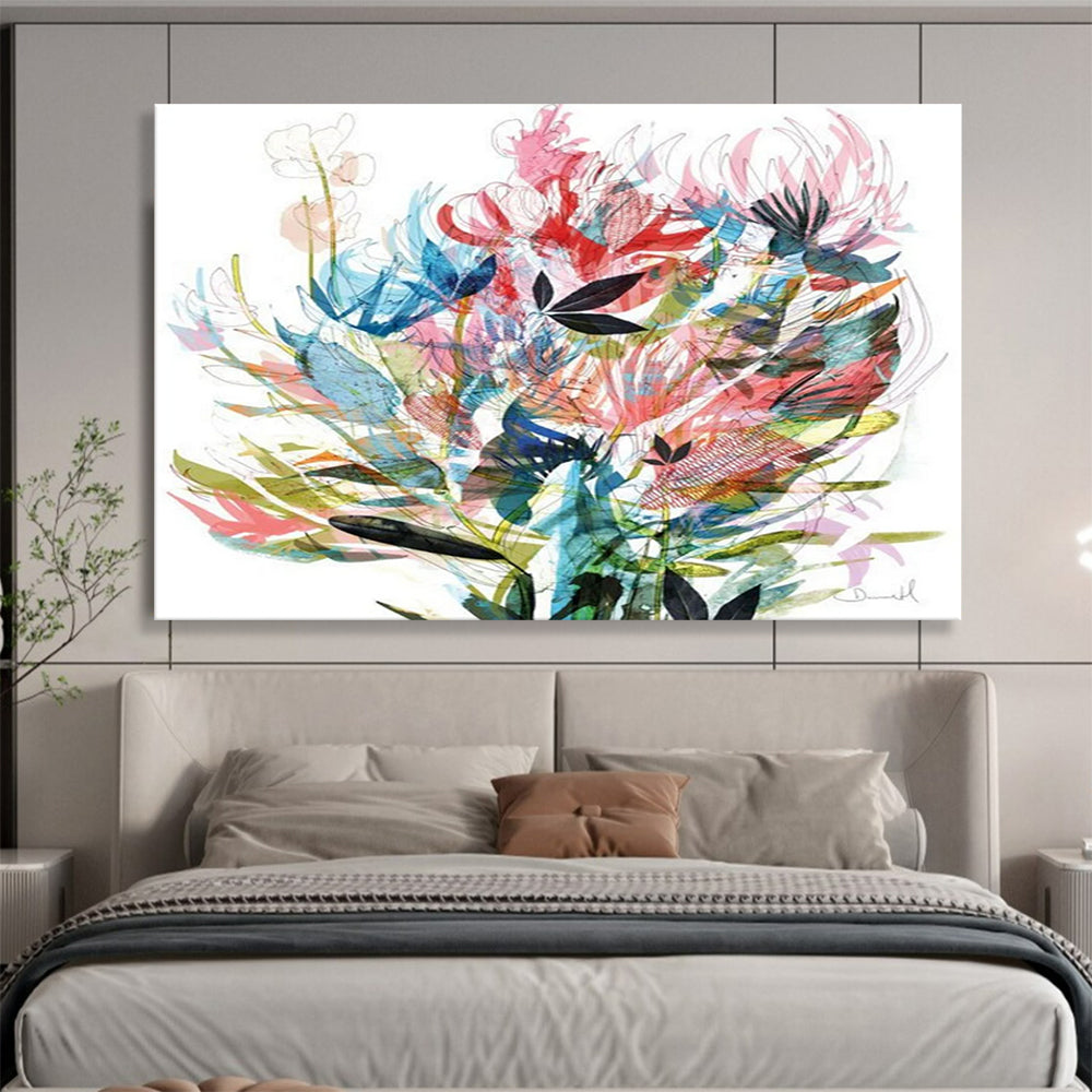 Colorful Floral Burst - Oversized Lively Dining Room Art DLZ138
