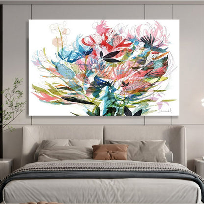 Colorful Floral Burst - Oversized Lively Dining Room Art DLZ138