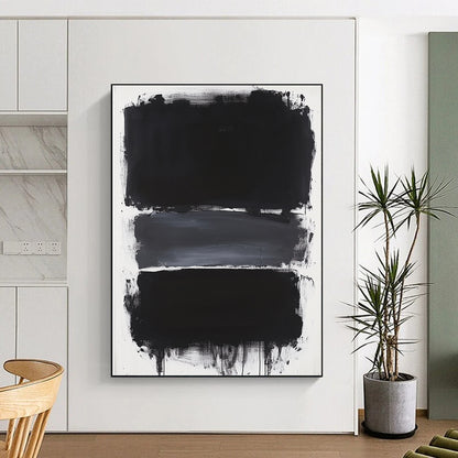 Black, Gray and White Layered Rectangles "Subtle Depth" Painting On Canvas HB277