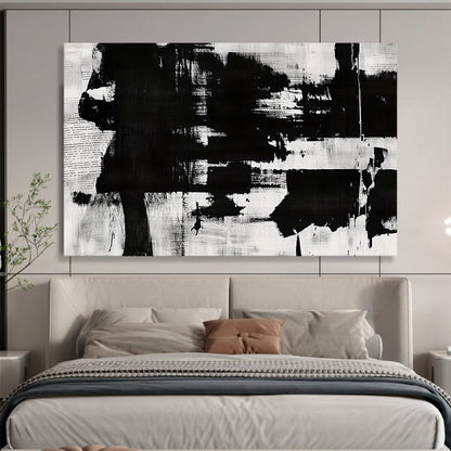 “Monochrome Abstract” - Blacks, Whites, Grays, Bold Textured Shapes - Abstract Acrylic Painting HB1724