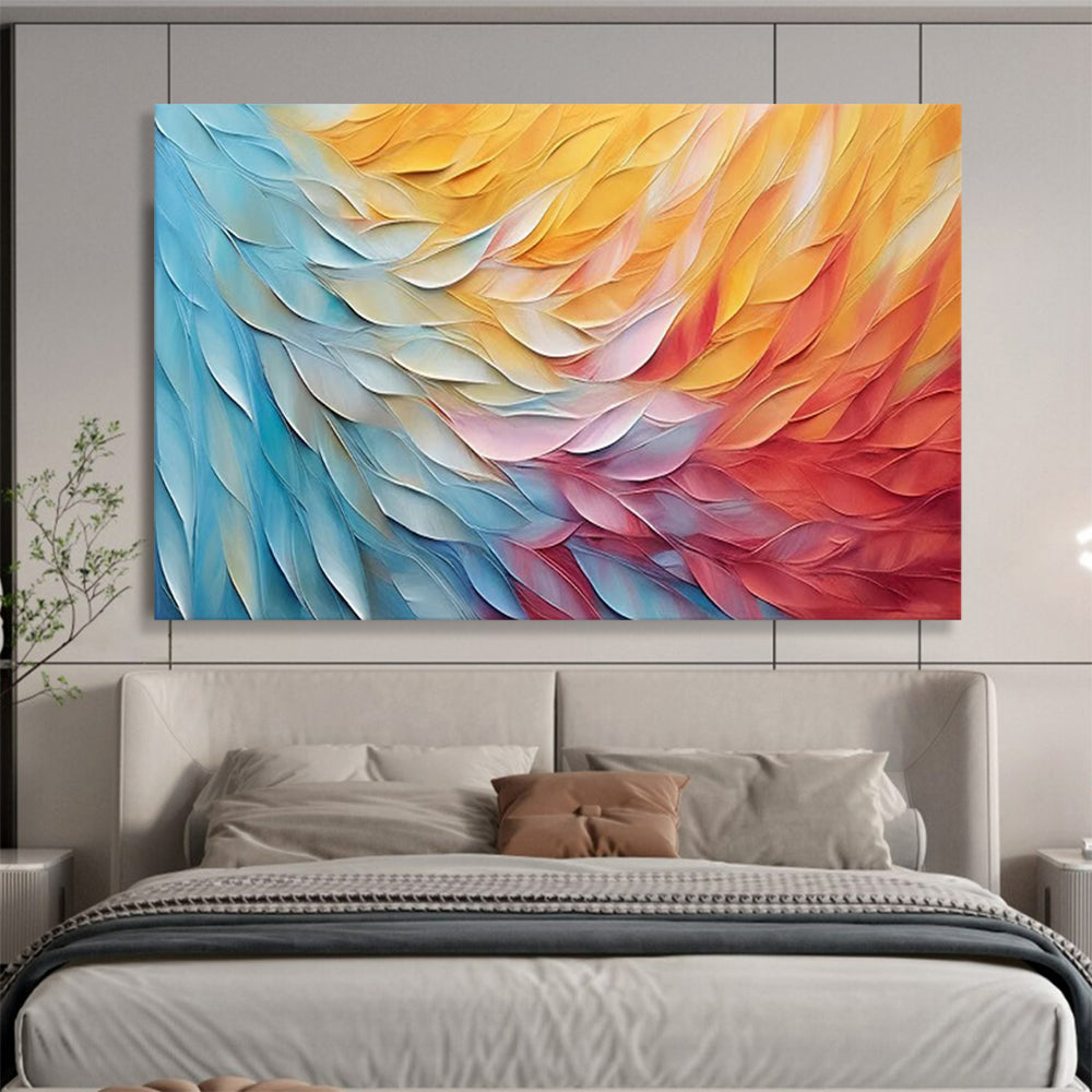 Colorful Feather - Textured Abstract - Modern Living Room Art DLZ201