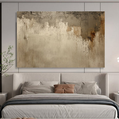 “Textured Beige - Gray Wall” - Rough, textured beige and gray, Textural Abstract Painting On Canvas HB0549