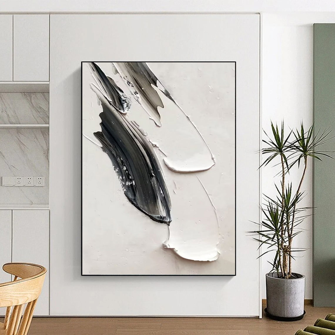 Vertical Hand - Painted Custom Abstract Art for Bedroom and Dining Room DKH1669