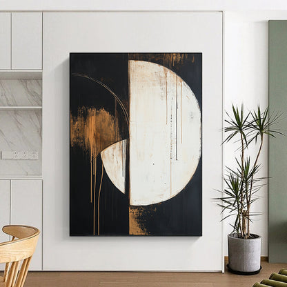 Half - Moon Shapes with Earthy Tones "Earthy Balance" Painting On Canvas HB295