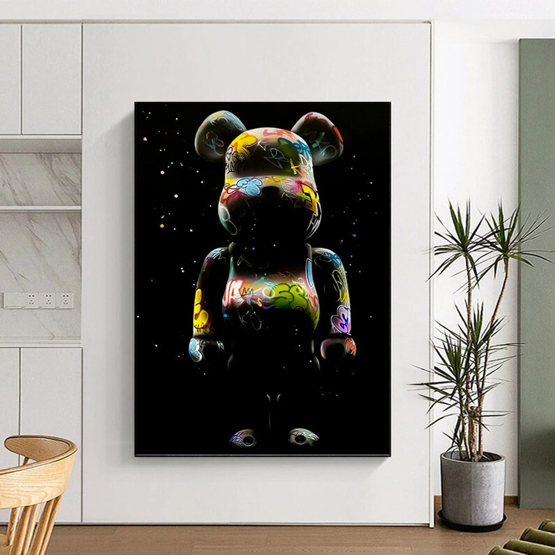 Uplifted Vertical Hand - Painted Custom Abstract Rondo (with Shimmering - Silk Textures) for Living Room and Hotel DKH1619