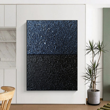 Contemporary abstract art featuring ultra-detailed asphalt textures in dark blue and gray, highlighting depth and contrast in a unique artistic expression. DLZ1201