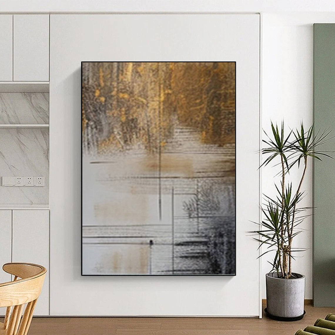 Large - Scale Hand - Painted Custom Textured Abstract Art for Bedroom & Living Room DKH0980