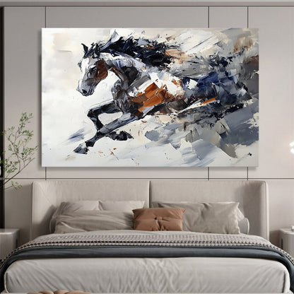 “Dynamic Horse Abstract” - Gray, Brown, Abstract Horse Oil Painting On Canvas HB0720